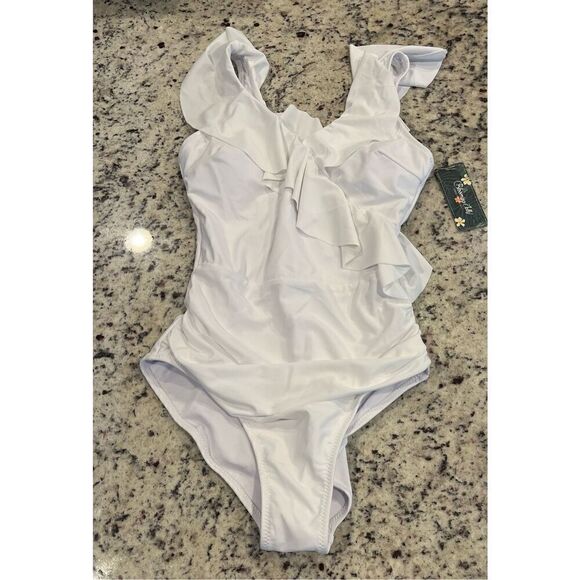 Blooming Jelly Tummy Control Swimsuits Slimming Bathing Suit Ruffle V Neck - Picture 3 of 7